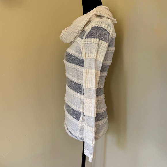 Anthropologie Tiny Pieced Lace Cowlneck Pullover Blouse Top, Cream, Size XS, NWT - Picture 5 of 14